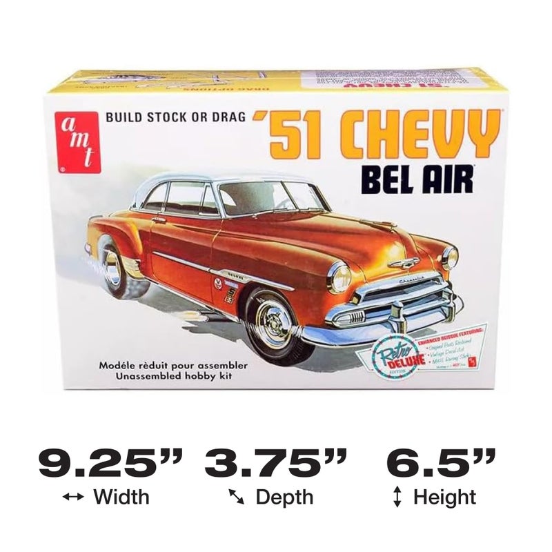 AMT Skill 2 Model Kit 1951 Chevrolet Bel Air 2-in-1 Kit Retro Deluxe Edition 1/25 Scale Model - Image 5